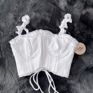 NWT Camila Coelho corset back white crop tank XS